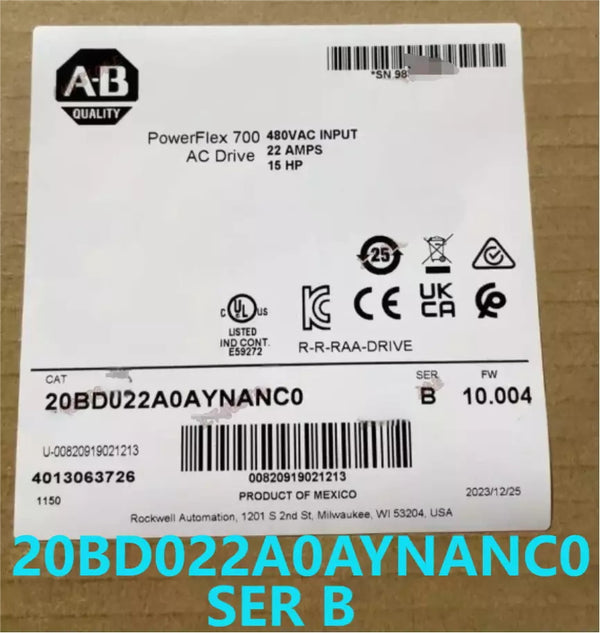 20BD022A0AYNANC0 New Allen Bradley PowerFlex 700 AC Drive 22 A at 15 Hp 20B