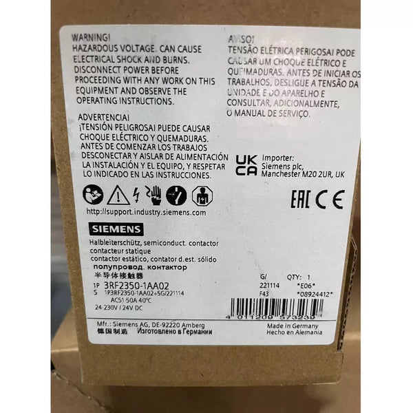 Siemens 3RF2350-1AA02 Contactor AC 24V DC Screw Terminal